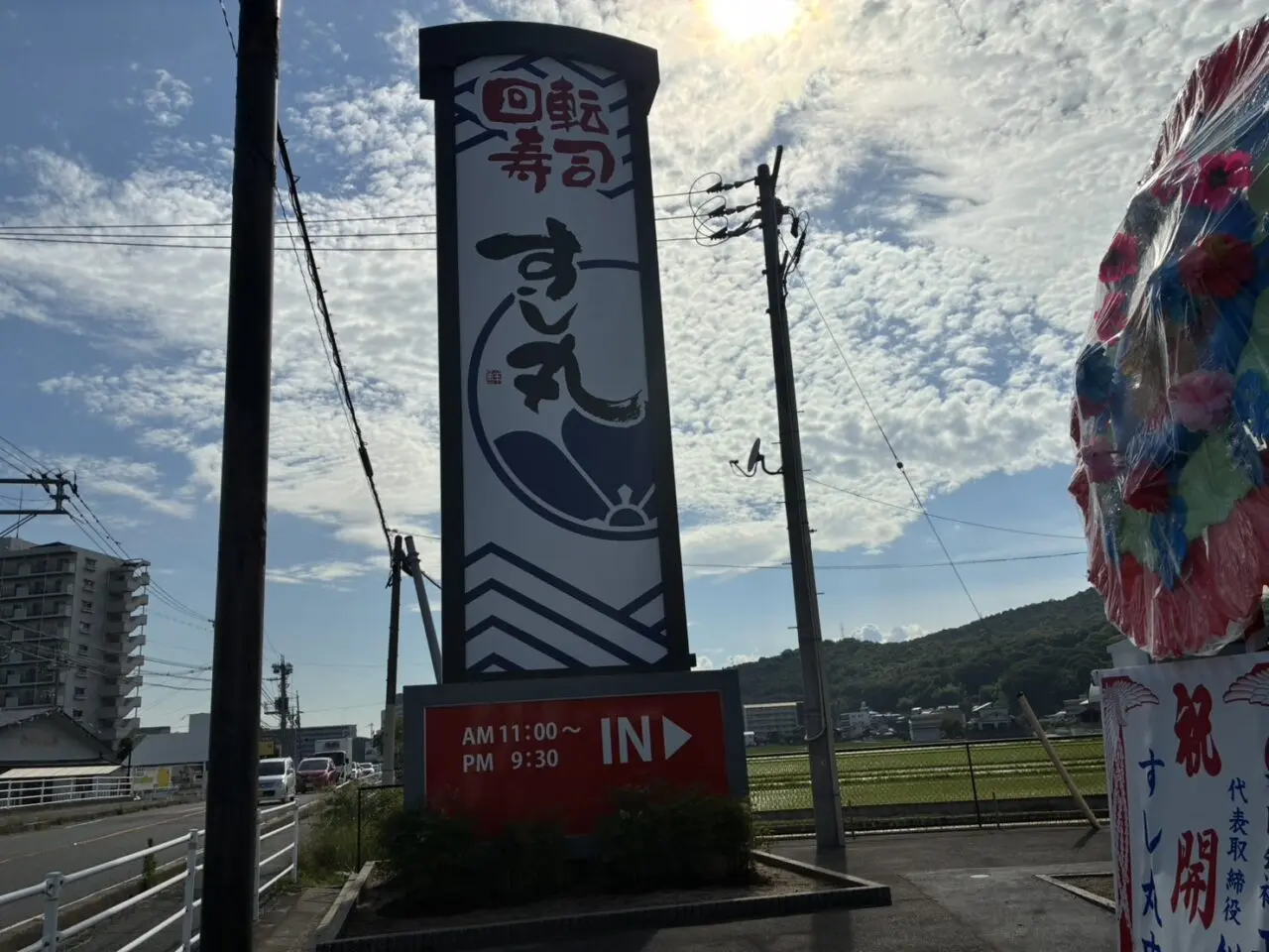 すし丸中庄店の縦看板